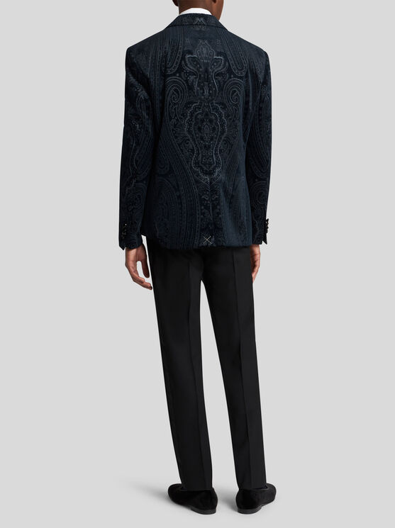 Etro Paisley Blazer In Navy Blue