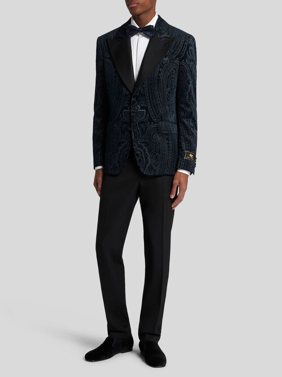Etro Paisley Blazer In Navy Blue