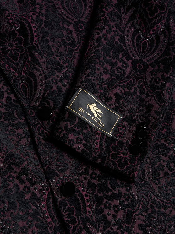 Etro , Velvet Jacquard Blazer, Man, Black, Size 58 In Black