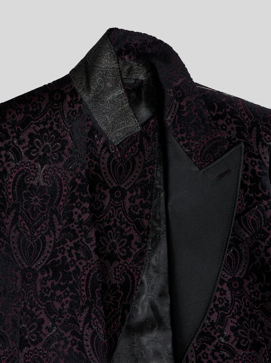 Etro , Velvet Jacquard Blazer, Man, Black, Size 58 In Black