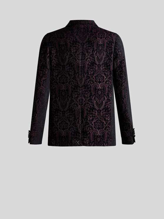 Etro , Velvet Jacquard Blazer, Man, Black, Size 58 In Black