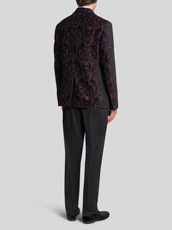 Etro , Velvet Jacquard Blazer, Man, Black, Size 58 In Black