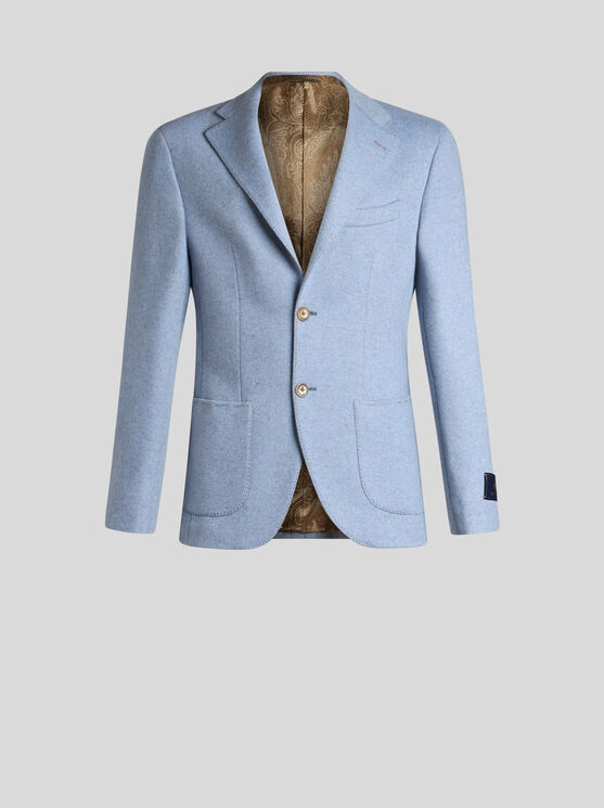 Shop Etro Wool And Cashmere Blazer In Light Blue