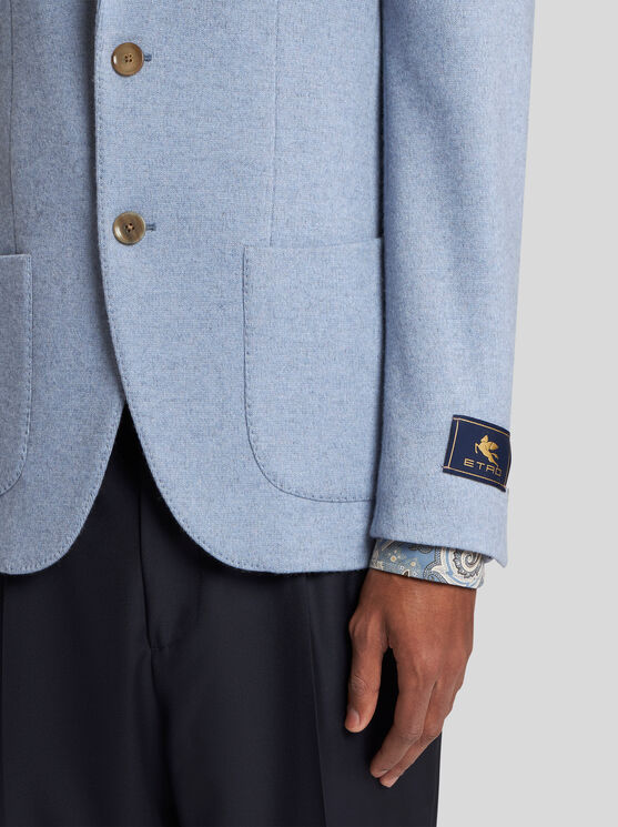 Shop Etro Wool And Cashmere Blazer In Light Blue