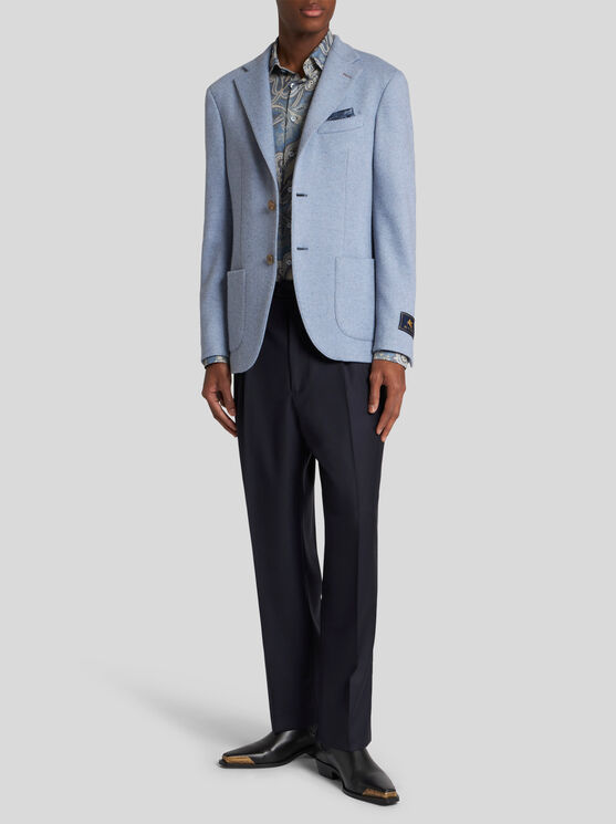 Shop Etro Wool And Cashmere Blazer In Light Blue