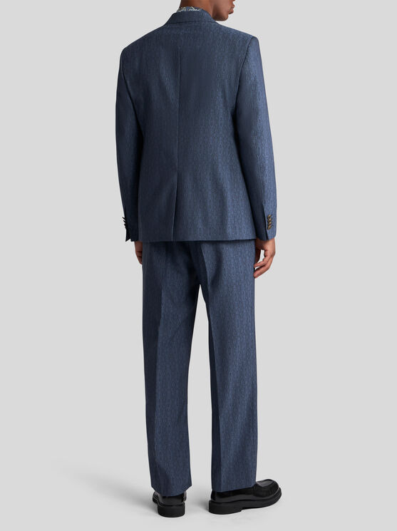 Etro Zweireihiger Blazer Aus Zwei Materialien In Navyblau