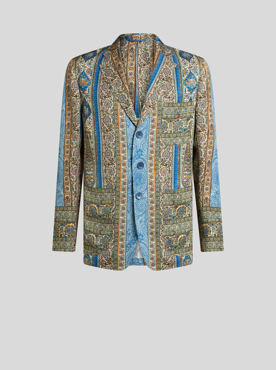 Etro Partially-lined Blazer With Three Patch Pockets In Multi