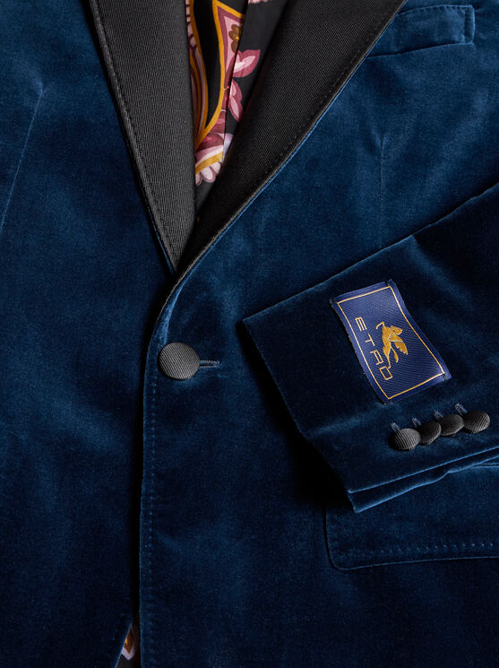 Etro , Single-breasted Blazer With Contrasting Lining, Man, Navy Blue, Size 56 In Navy Blue
