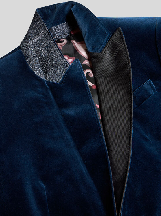 Etro , Single-breasted Blazer With Contrasting Lining, Man, Navy Blue, Size 56 In Navy Blue