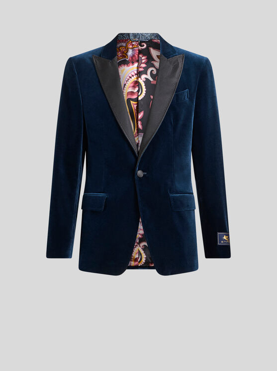 Etro , Single-breasted Blazer With Contrasting Lining, Man, Navy Blue, Size 56 In Navy Blue