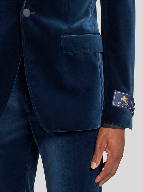 Etro , Single-breasted Blazer With Contrasting Lining, Man, Navy Blue, Size 56 In Navy Blue