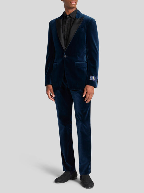 Etro , Single-breasted Blazer With Contrasting Lining, Man, Navy Blue, Size 56 In Navy Blue