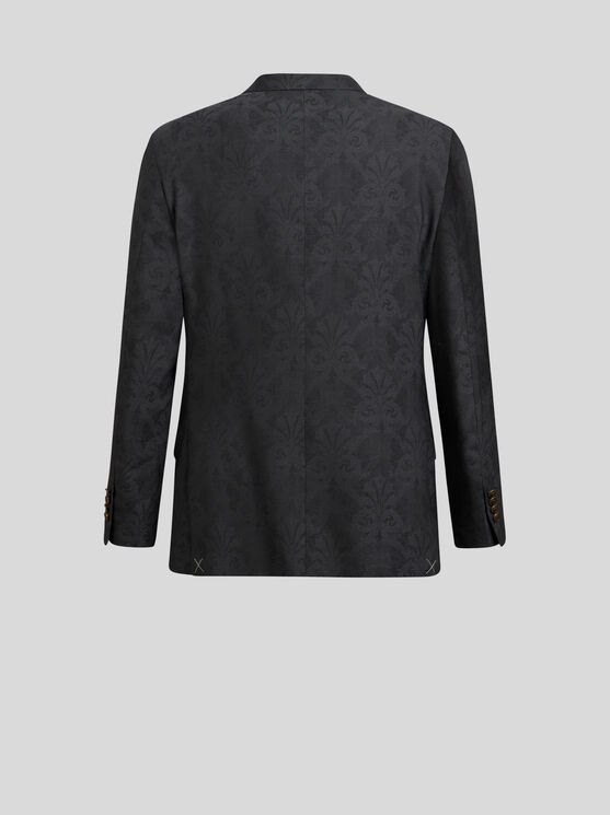 Shop Etro Wool Jacquard Blazer In Grau