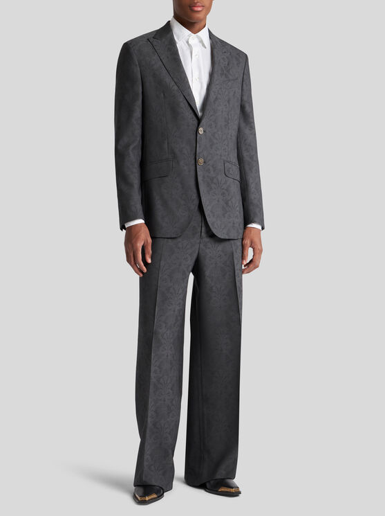 Shop Etro Wool Jacquard Blazer In Grau