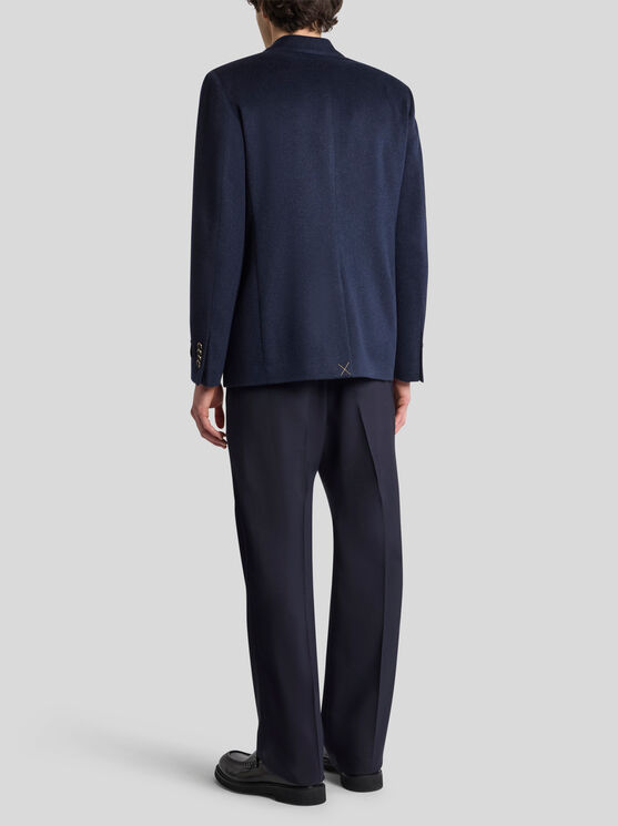 Etro Paisley-lined Cashmere Blazer In Blue