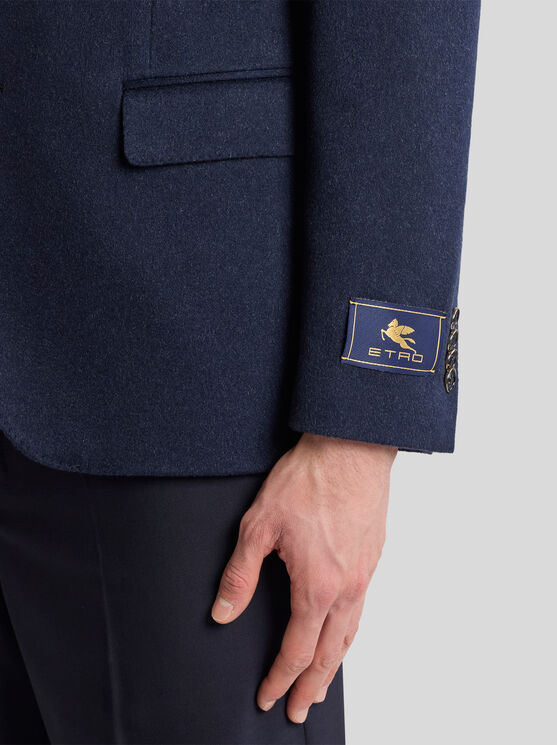 Etro Paisley-lined Cashmere Blazer In Blue