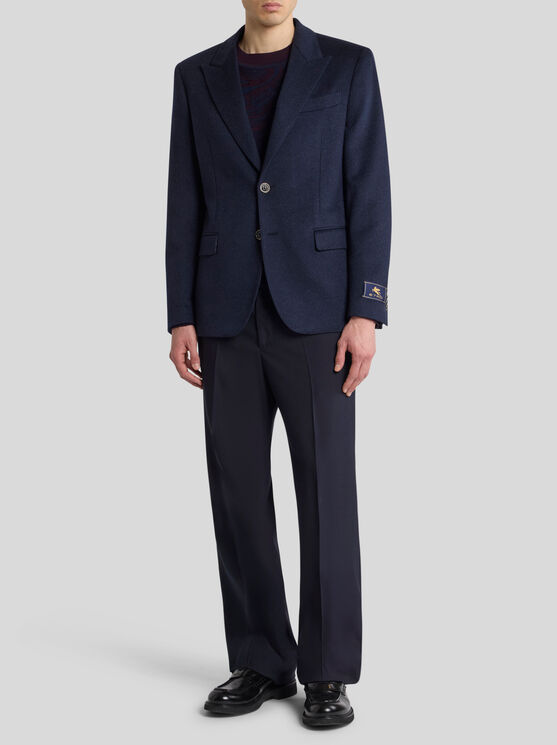 Etro Paisley-lined Cashmere Blazer In Blue