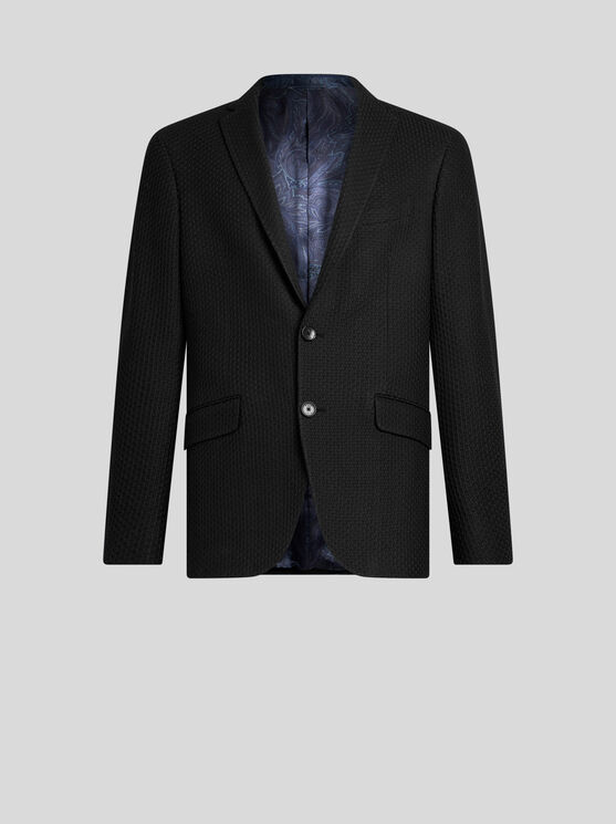 Shop Etro , Worked Weave Jersey Jacket, Black, Size 54