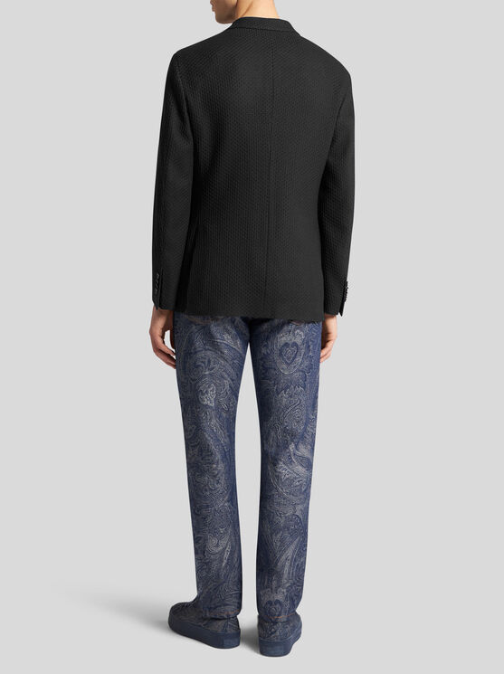 Shop Etro , Worked Weave Jersey Jacket, Black, Size 54