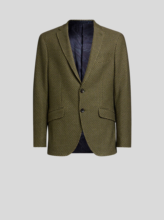 Etro , Worked Weave Jersey Jacket, Man, Dark Green, Size 56 In Dark Green