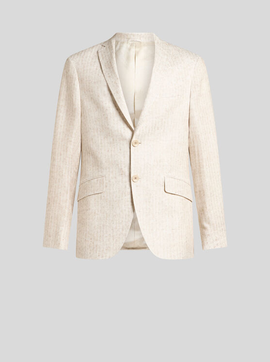 Etro Patterned Blazer With Pockets And Lapel In Beige