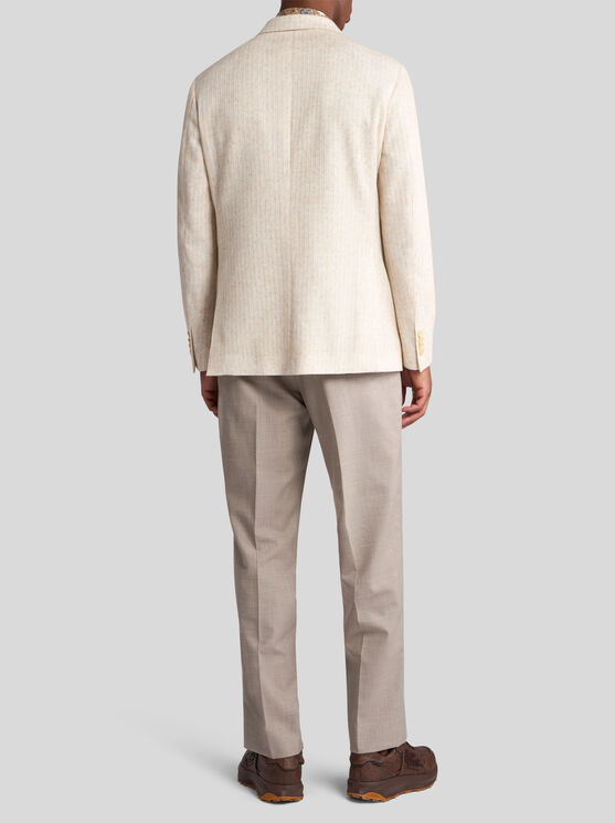 Etro Patterned Blazer With Pockets And Lapel In Beige