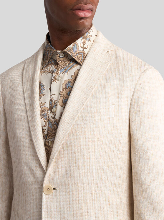 Etro Patterned Blazer With Pockets And Lapel In Beige