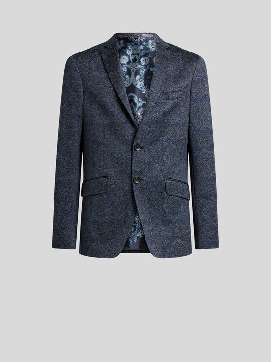 Etro Roma Slim-fit Jacquard Blazer In Blue