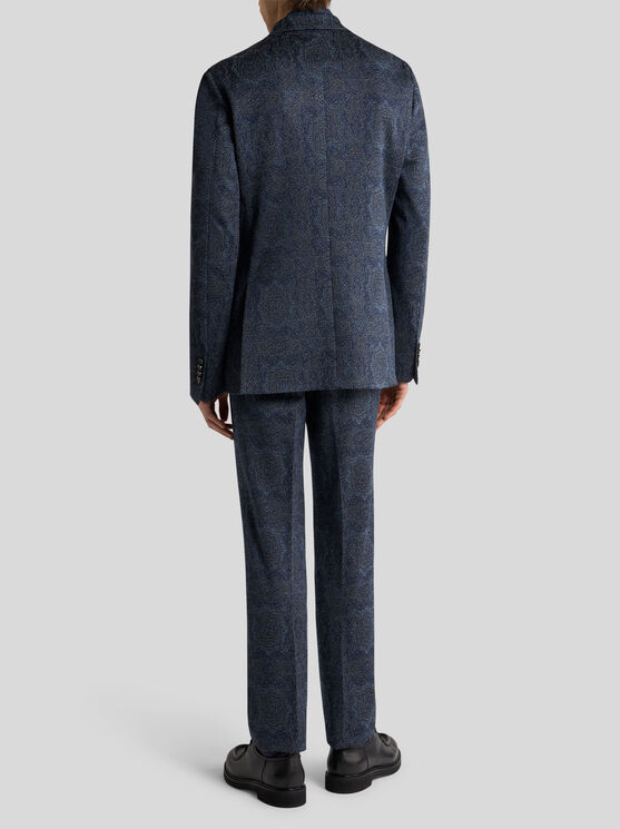 Etro Roma Slim-fit Jacquard Blazer In Blue