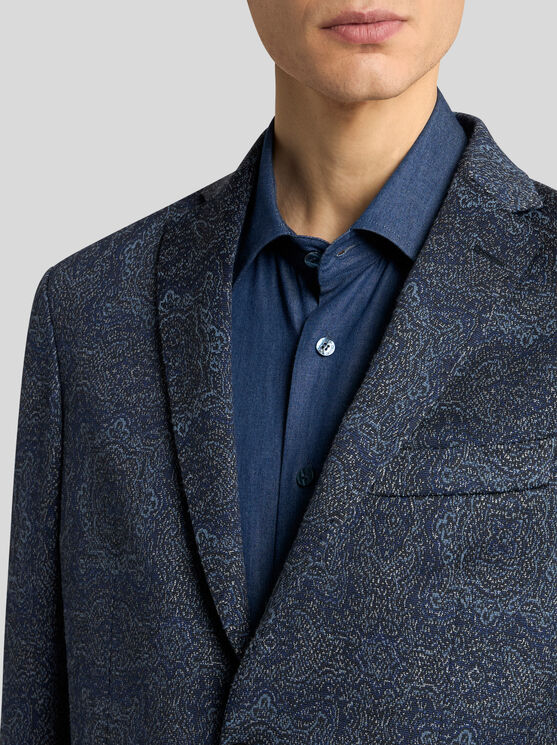 Etro Roma Slim-fit Jacquard Blazer In Blue