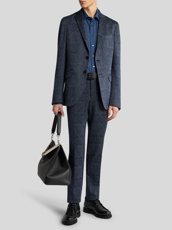 Etro Roma Slim-fit Jacquard Blazer In Blue