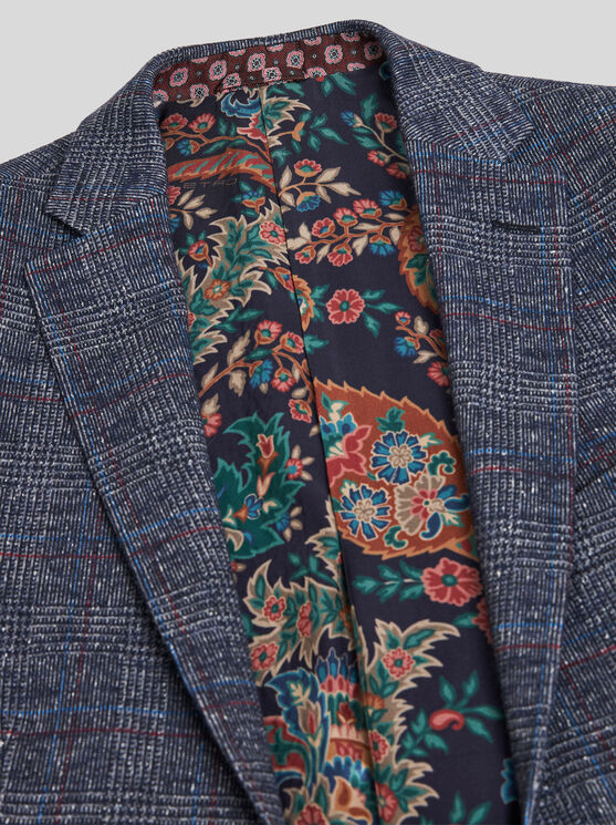 Shop Etro Silk And Alpaca Wool Blazer In Navy Blue