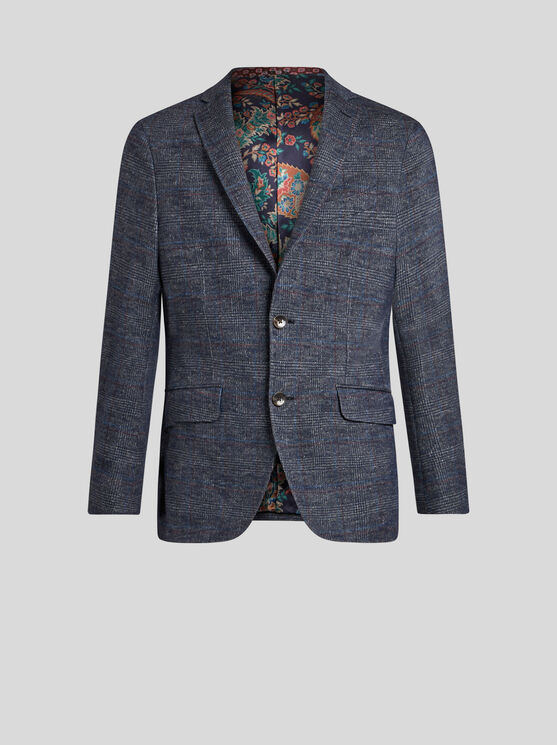 Shop Etro Silk And Alpaca Wool Blazer In Navy Blue