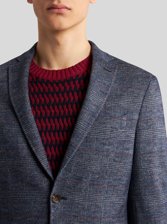 Shop Etro Silk And Alpaca Wool Blazer In Navy Blue