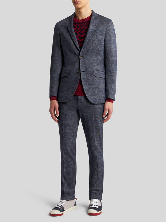 Shop Etro Silk And Alpaca Wool Blazer In Navy Blue