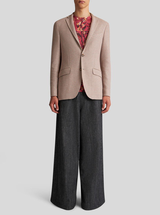 Shop Etro Jacquard Blazer In Beige