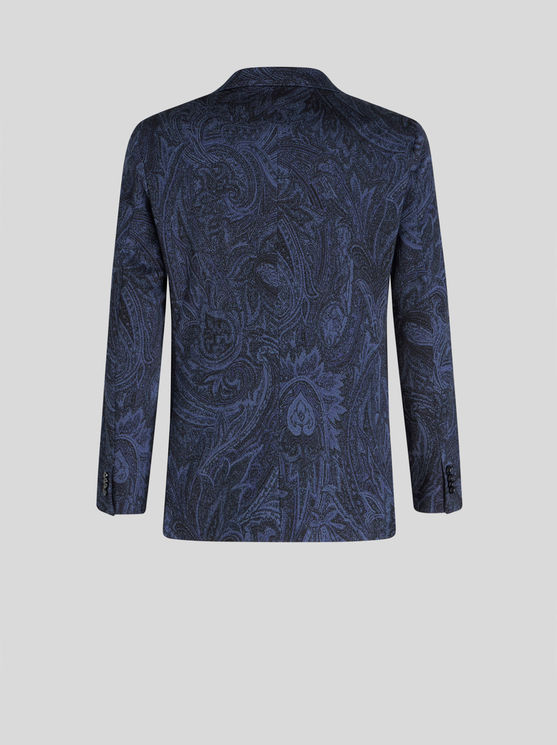 Etro Paisley-print Single-breasted Blazer In Navy Blue