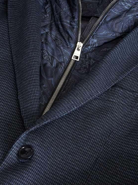 Etro , Jacquard Blazer With Hood, Man, Navy Blue, Size 62 In Navy Blue