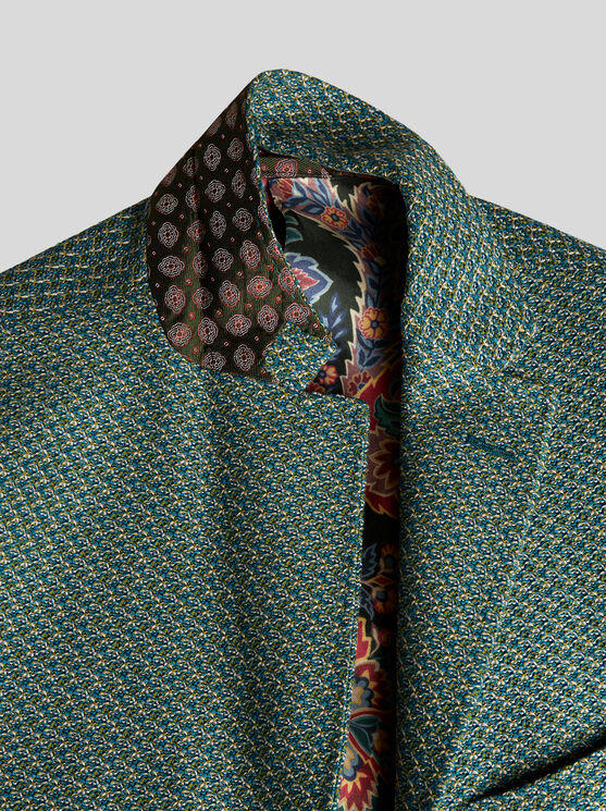 Shop Etro Cotton Jersey Blazer In Green