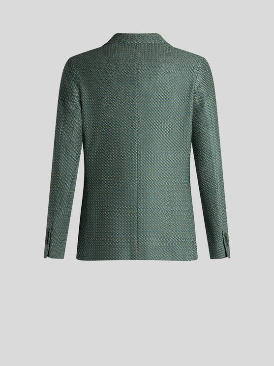 Shop Etro Cotton Jersey Blazer In Green