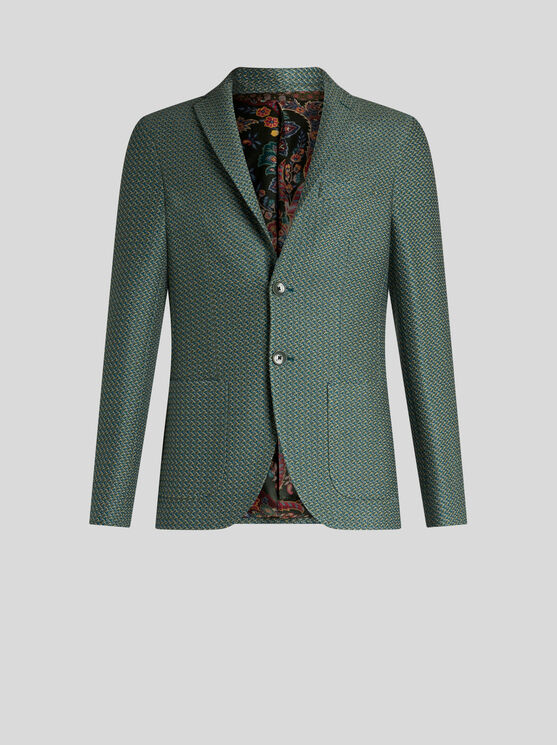 Shop Etro Cotton Jersey Blazer In Green