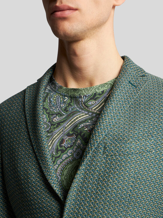 Shop Etro Cotton Jersey Blazer In Green