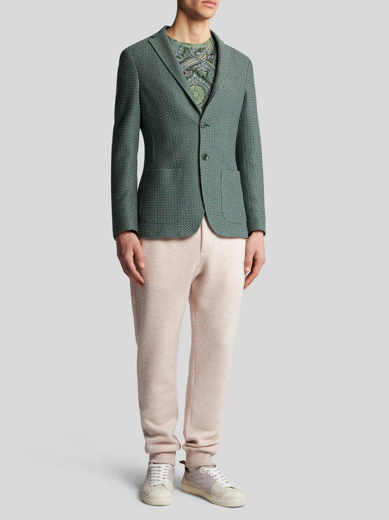 Shop Etro Cotton Jersey Blazer In Green