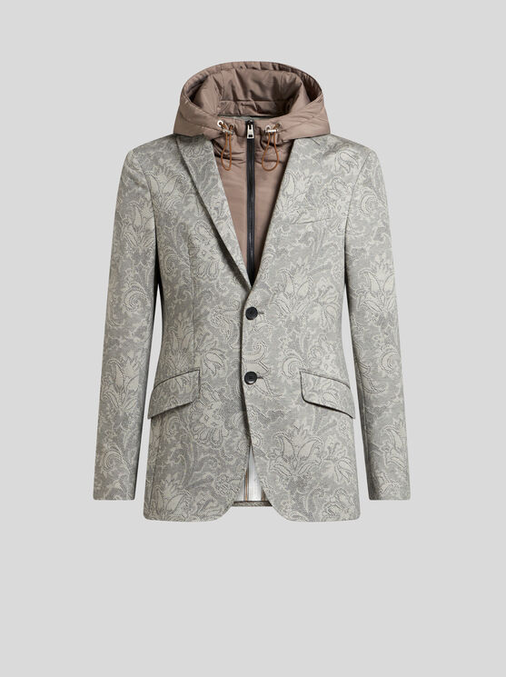 Etro Floral Print With Vest Insert Blazer In Grau