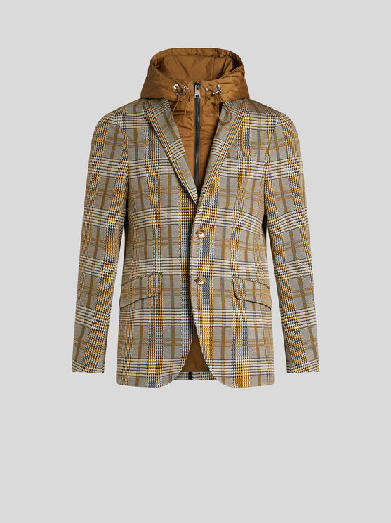 Shop Etro Check Blazer With Removable Bib In Beige