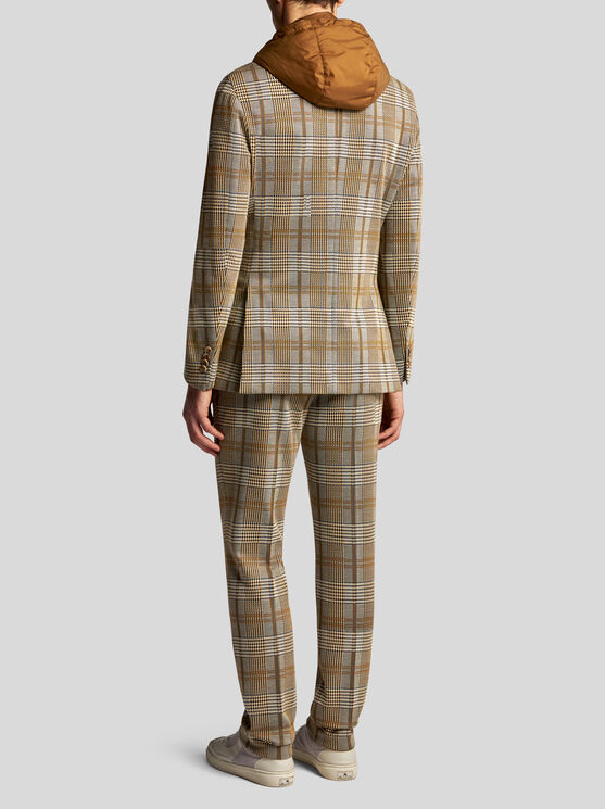 Shop Etro Check Blazer With Removable Bib In Beige