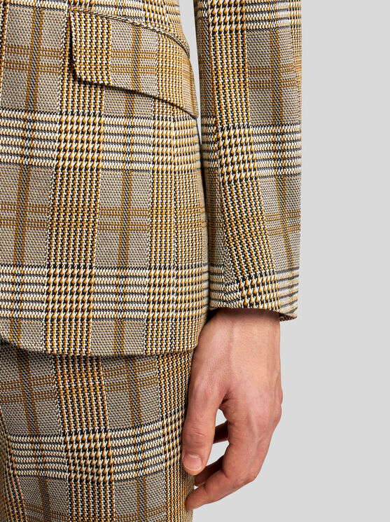 Shop Etro Check Blazer With Removable Bib In Beige