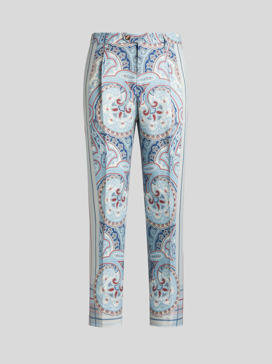 Etro Paisley Straight Pants In White