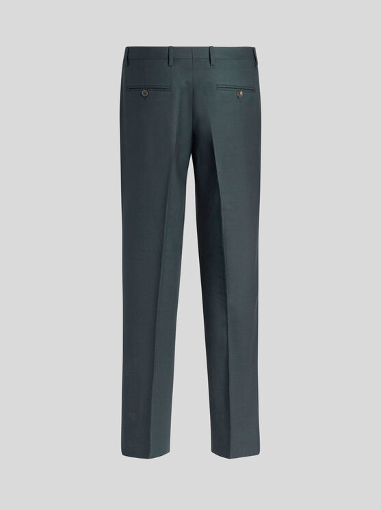 Shop Etro Wool Trousers With Pleats In Green