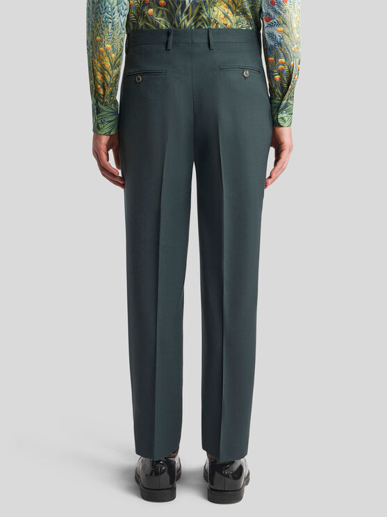 Shop Etro Wool Trousers With Pleats In Green